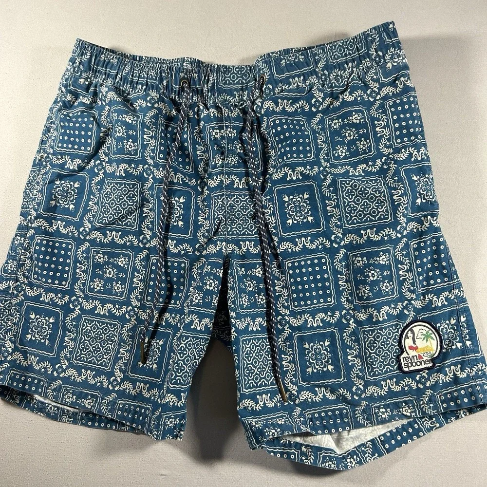 Reyn Spooner Kaimana Bandana Swim Trunks Men's M‎ Blue Mesh Lined 6